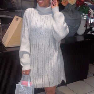 Forever 21 Silver Long Sleeve Dress